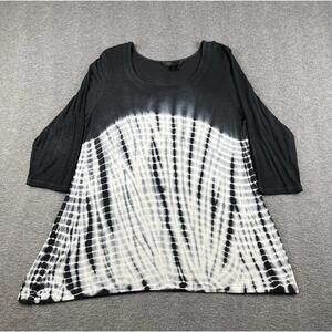 Miraclebody Women's Black and White Tie-Dye Tunic Top‎ Size XL